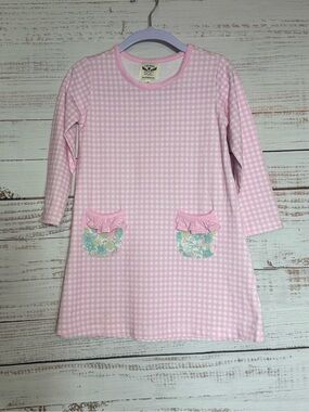 The Oaks Apparel Cotton Pink/White Gingham Long Sleeve Dress size 3